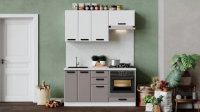 Кухонный гарнитур «Тиана» длиной 160 см со шкафом НБ Белый, Белый супермат, Мокко супермат в Тюмени - mebel-tymen.ru | фото