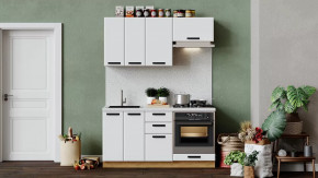 Кухонный гарнитур «Тиана» длиной 160 см со шкафом НБ Дуб Крафт золотой, Белый супермат в Тюмени - mebel-tymen.ru | фото