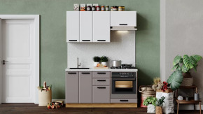 Кухонный гарнитур «Тиана» длиной 160 см со шкафом НБ Дуб Крафт золотой, Белый супермат, Мокко супермат в Тюмени - mebel-tymen.ru | фото