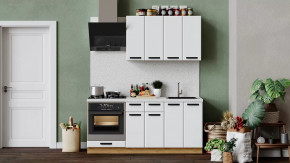 Кухонный гарнитур «Тиана» длиной 180 см со шкафом НБ Дуб Крафт золотой, Белый супермат в Тюмени - mebel-tymen.ru | фото