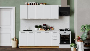 Кухонный гарнитур «Тиана» длиной 200 см Дуб Крафт золотой, Белый супермат в Тюмени - mebel-tymen.ru | фото