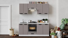 Кухонный гарнитур «Тиана» длиной 200 см со шкафом НБ Белый, Мокко супермат в Тюмени - mebel-tymen.ru | фото