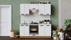 Кухонный гарнитур «Тиана» длиной 200 см со шкафом НБ Дуб Крафт золотой, Белый супермат в Тюмени - mebel-tymen.ru | фото