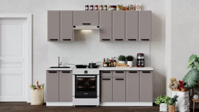 Кухонный гарнитур «Тиана» длиной 240 см Белый, Мокко супермат в Тюмени - mebel-tymen.ru | фото