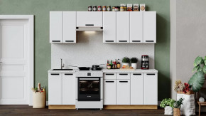 Кухонный гарнитур «Тиана» длиной 240 см Дуб Крафт золотой, Белый супермат в Тюмени - mebel-tymen.ru | фото