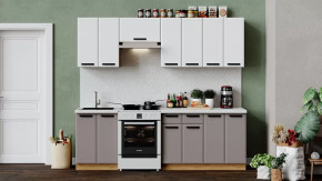 Кухонный гарнитур «Тиана» длиной 240 см Дуб Крафт золотой, Белый супермат, Мокко супермат в Тюмени - mebel-tymen.ru | фото