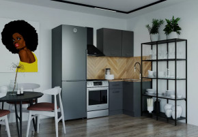 Кухонный гарнитур угловой Антрацит 1000х1000 столешница 26 мм в Тюмени - mebel-tymen.ru | фото