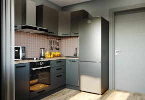 Кухонный гарнитур угловой Антрацит 2200х1000 столешница 38 мм в Тюмени - mebel-tymen.ru | фото