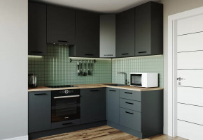 Кухонный гарнитур угловой Антрацит 2200х1600 столешница 38 мм в Тюмени - mebel-tymen.ru | фото