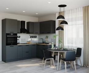 Кухонный гарнитур угловой Антрацит 2400x1600 столешница 38 мм в Тюмени - mebel-tymen.ru | фото