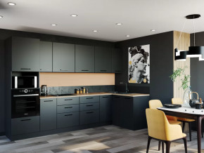 Кухонный гарнитур угловой Антрацит 3200x1400 столешница 26 мм в Тюмени - mebel-tymen.ru | фото