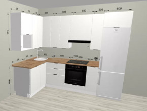 Кухонный гарнитур угловой Белый Ясень-2100х1600 МДФ столешница 38 мм в Тюмени - mebel-tymen.ru | фото