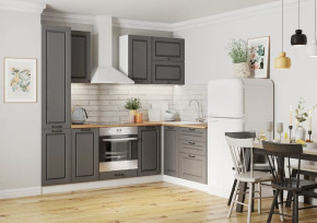 Кухонный гарнитур Вегас Африканское Лапачо графит угловой 2400х1600 мм в Тюмени - mebel-tymen.ru | фото