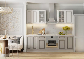 Кухонный гарнитур Вегас Кварц Грей софт-Милк софт 2400 мм в Тюмени - mebel-tymen.ru | фото