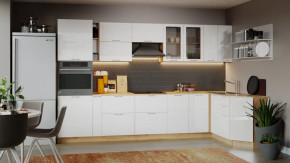 Кухонный гарнитур «Весна» №2 Дуб крафт золотой/Белый глянец в Тюмени - mebel-tymen.ru | фото