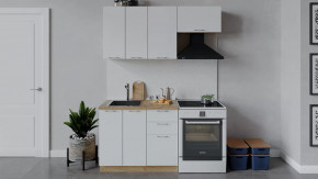 Кухонный гарнитур «Весна» длиной 160 см Дуб крафт золотой/Белый глянец в Тюмени - mebel-tymen.ru | фото