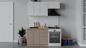 Кухонный гарнитур «Весна» длиной 160 см Дуб крафт золотой/Белый глянец/Кофе с молоком в Тюмени - mebel-tymen.ru | фото