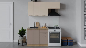 Кухонный гарнитур «Весна» длиной 160 см Дуб крафт золотой/Ваниль глянец/Кофе с молоком в Тюмени - mebel-tymen.ru | фото