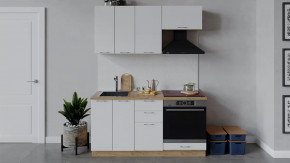 Кухонный гарнитур «Весна» длиной 160 см со шкафом НБ Дуб крафт золотой/Белый глянец в Тюмени - mebel-tymen.ru | фото