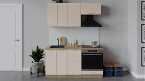 Кухонный гарнитур «Весна» длиной 160 см со шкафом НБ Дуб крафт золотой/Ваниль глянец в Тюмени - mebel-tymen.ru | фото