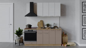 Кухонный гарнитур «Весна» длиной 180 см со шкафом НБ Дуб крафт золотой/Белый глянец/Кофе с молоком в Тюмени - mebel-tymen.ru | фото