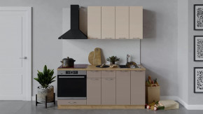 Кухонный гарнитур «Весна» длиной 180 см со шкафом НБ Дуб крафт золотой/Ваниль глянец/Кофе с молоком в Тюмени - mebel-tymen.ru | фото