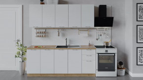 Кухонный гарнитур «Весна» длиной 200 см Дуб крафт золотой/Белый глянец в Тюмени - mebel-tymen.ru | фото