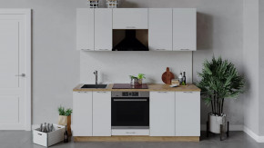 Кухонный гарнитур «Весна» длиной 200 см со шкафом НБ Дуб крафт золотой/Белый глянец в Тюмени - mebel-tymen.ru | фото