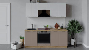 Кухонный гарнитур «Весна» длиной 200 см со шкафом НБ Дуб крафт золотой/Белый глянец/Кофе с молоком в Тюмени - mebel-tymen.ru | фото