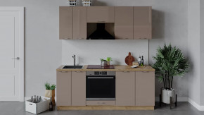 Кухонный гарнитур «Весна» длиной 200 см со шкафом НБ Дуб крафт золотой/Кофе с молоком в Тюмени - mebel-tymen.ru | фото