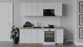 Кухонный гарнитур «Весна» длиной 220 см Дуб крафт золотой/Белый глянец в Тюмени - mebel-tymen.ru | фото