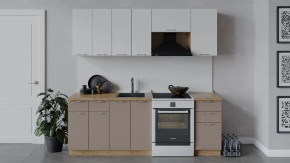 Кухонный гарнитур «Весна» длиной 220 см Дуб крафт золотой/Белый глянец/Кофе с молоком в Тюмени - mebel-tymen.ru | фото