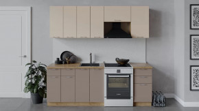 Кухонный гарнитур «Весна» длиной 220 см Дуб крафт золотой/Ваниль глянец/Кофе с молоком в Тюмени - mebel-tymen.ru | фото