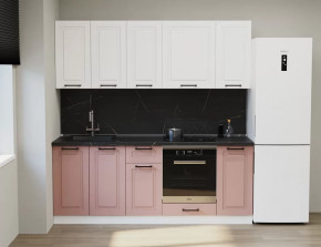 Кухонный прямой гарнитур Аликанте арт.19, 2200 мм, Шарли Pink/Шарли белый в Тюмени - mebel-tymen.ru | фото
