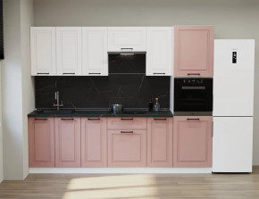 Кухонный прямой гарнитур Аликанте арт.21, 2800 мм, Шарли Pink/Шарли белый в Тюмени - mebel-tymen.ru | фото