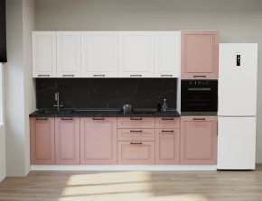 Кухонный прямой гарнитур Аликанте арт.25, 3000 мм, Шарли Pink/Шарли белый в Тюмени - mebel-tymen.ru | фото