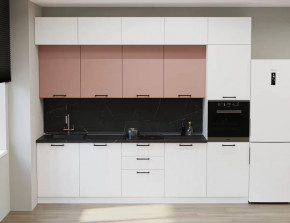 Кухонный прямой гарнитур Аликанте арт.27, 3000 мм, Шарли Pink/Шарли белый в Тюмени - mebel-tymen.ru | фото