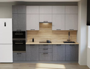 Кухонный прямой гарнитур Аликанте арт.30, 3000 мм, Чесура светлая/Чесура тёмная в Тюмени - mebel-tymen.ru | фото