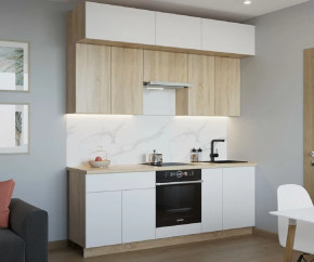 Кухонный прямой гарнитур арт.1, 2200 мм, Тальк/Дуб сонома в Тюмени - mebel-tymen.ru | фото