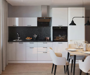 Кухонный прямой гарнитур арт.1, 2400 мм, Белый глянец в Тюмени - mebel-tymen.ru | фото