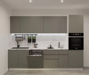 Кухонный прямой гарнитур арт.12, 3000 мм, Лайн/Обсидиан в Тюмени - mebel-tymen.ru | фото