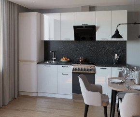 Кухонный прямой гарнитур арт.13, 2400 мм, Белый глянец в Тюмени - mebel-tymen.ru | фото