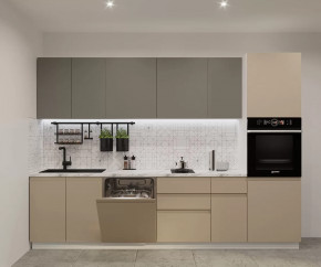 Кухонный прямой гарнитур арт.13, 3000 мм, Лайн/Обсидиан/Пикрит в Тюмени - mebel-tymen.ru | фото