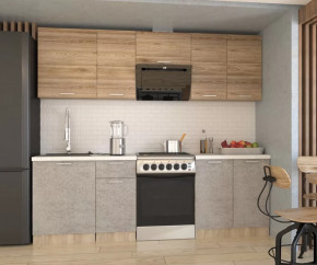 Кухонный прямой гарнитур арт.14 ЛОФТ, 2400 мм, Бетон светлый/Рустик соломенный в Тюмени - mebel-tymen.ru | фото