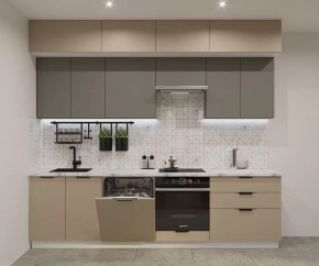 Кухонный прямой гарнитур арт.16, 2800 мм, Фаска/Обсидиан/Пикрит в Тюмени - mebel-tymen.ru | фото