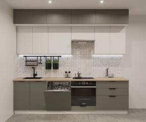 Кухонный прямой гарнитур арт.17, 2800 мм, Фаска/Обсидиан/Тальк в Тюмени - mebel-tymen.ru | фото