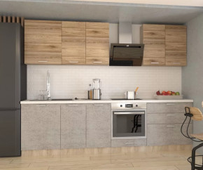 Кухонный прямой гарнитур арт.2 ЛОФТ, 2800 мм, Бетон светлый/Рустик соломенный в Тюмени - mebel-tymen.ru | фото