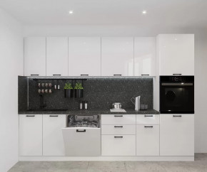 Кухонный прямой гарнитур арт.20, 3000 мм, Белый глянец в Тюмени - mebel-tymen.ru | фото