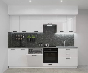 Кухонный прямой гарнитур арт.22, 2800 мм, Белый глянец в Тюмени - mebel-tymen.ru | фото