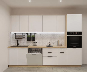 Кухонный прямой гарнитур арт.3, 2900 мм, Фаска/Тальк в Тюмени - mebel-tymen.ru | фото